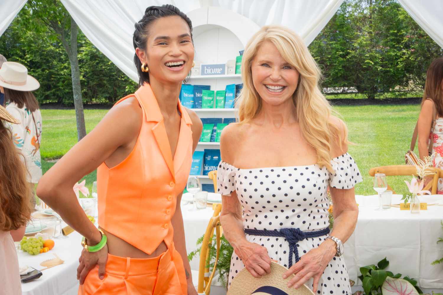 Christie Brinkley and Sports Illustrated model Sharina Gutierrez celebrated fiber brand bio.me at a luncheon in the Hamptons hosted by Social Life 