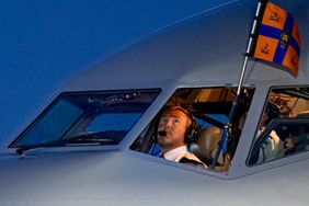 King Willem-Alexander of The Netherlands arrive at the airport of Atlanta with the Dutch government plane at the start of their work visit to Georgia on June 9, 2024 in Atlanta, Georgia.