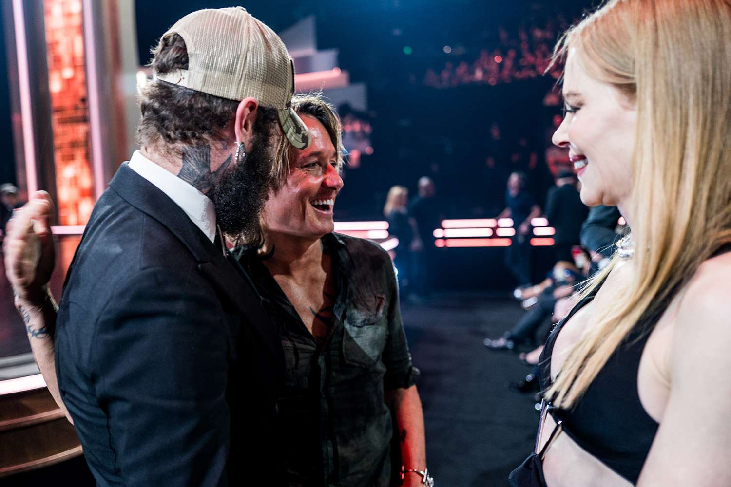 Post Malone, Keith Urban and Nicole Kidman attend the 57th Annual Country Music Association Awards