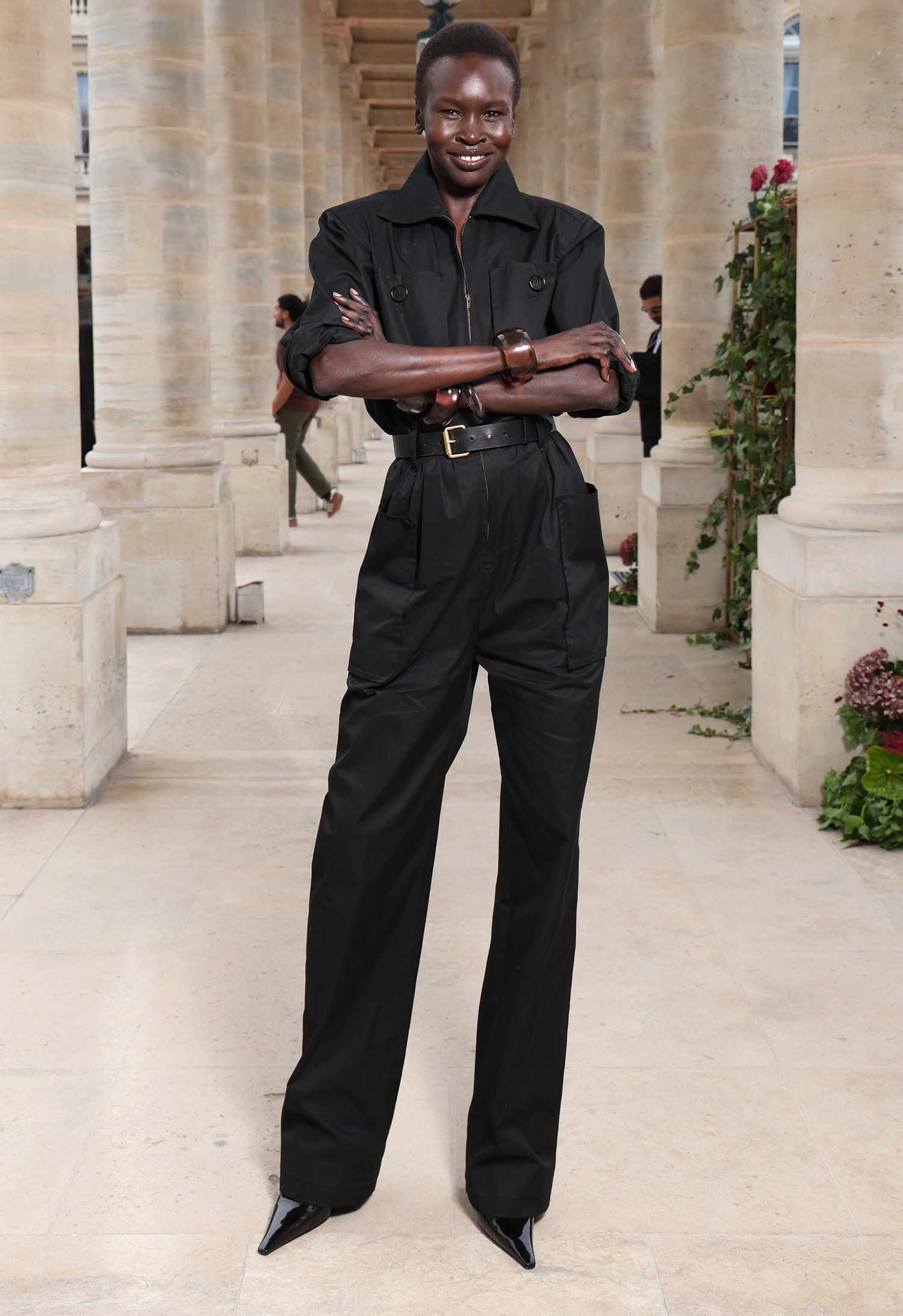 Alek Wek attends ANDAM Fashion Awards - Prize Winners Cocktail as part of Paris Fashion Week at Jardin du Palais Royal on June 27, 2024 in Paris, France. 