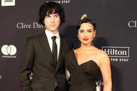 BEVERLY HILLS, CALIFORNIA - FEBRUARY 04: (FOR EDITORIAL USE ONLY) Jutes (L) and Demi Lovato attend the Pre-GRAMMY Gala & GRAMMY Salute To Industry Icons Honoring Julie Greenwald & Craig Kallmanat at The Beverly Hilton on February 04, 2023 in Beverly Hills, California. (Photo by Kayla Oaddams/WireImage)