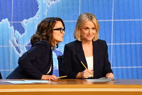 US actresses Tina Fey (L) and Amy Poehler speak onstage during the 75th Emmy Awards at the Peacock Theatre at L.A. Live in Los Angeles on January 15, 2024