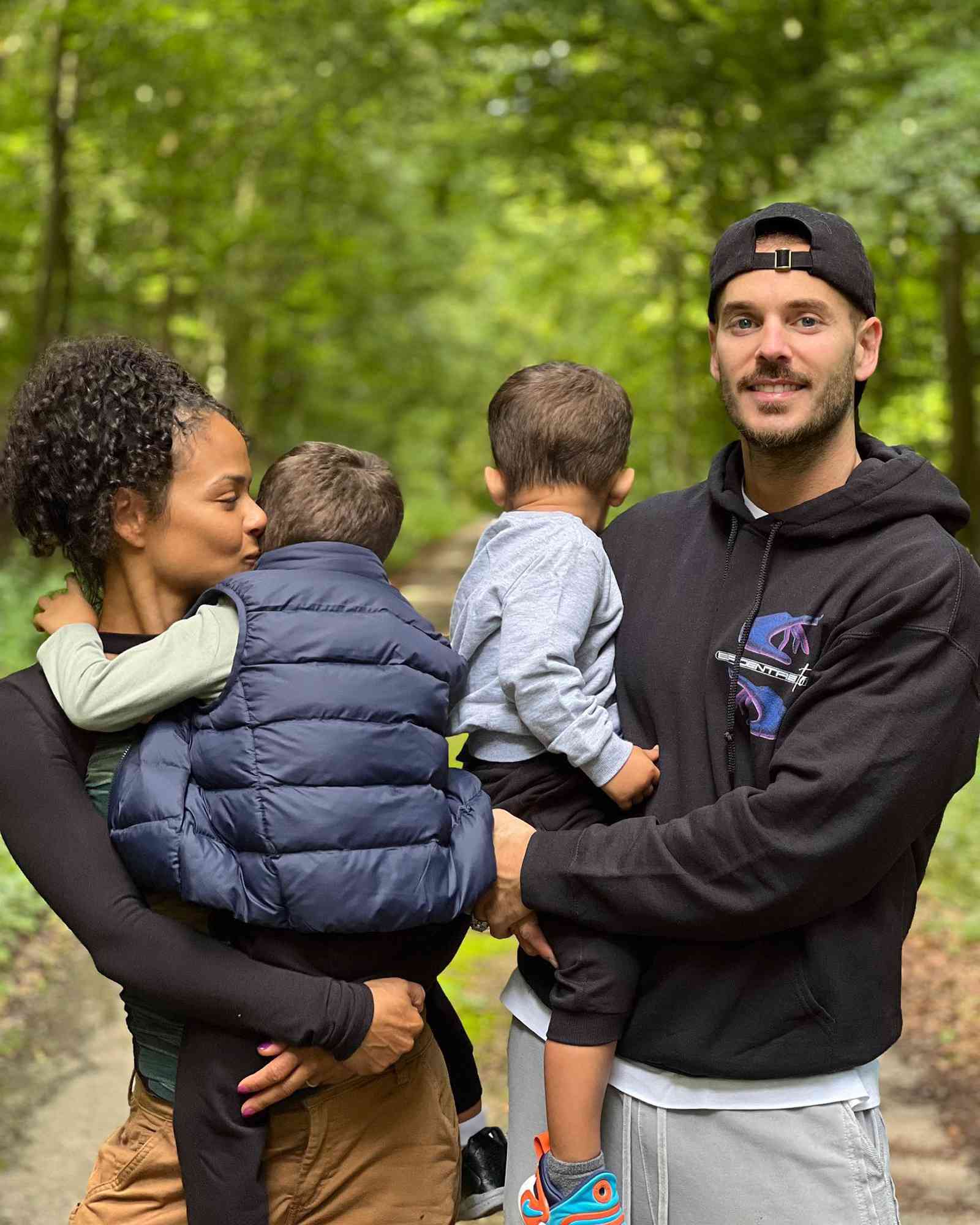 Christina Milian and Matt Pokora with their kids Isaiah and Kenna. 