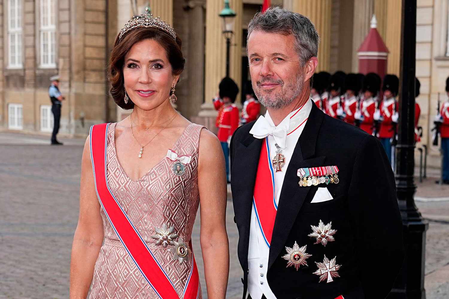 Denmark's Crown Prince Frederik and Denmark's Crown Princess Mary arrive ahead of a dinner at Amalienborg Castle in Copenhagen, on June 15, 2023. (Photo by Mads Claus Rasmussen / Ritzau Scanpix / AFP) / Denmark OUT (Photo by MADS CLAUS RASMUSSEN/Ritzau Scanpix/AFP via Getty Images)