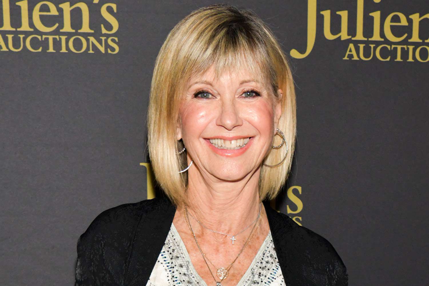 Olivia Newton-John attends the VIP reception for upcoming "Property of Olivia Newton-John Auction Event at Julienâs Auctions on October 29, 2019 in Beverly Hills, California.