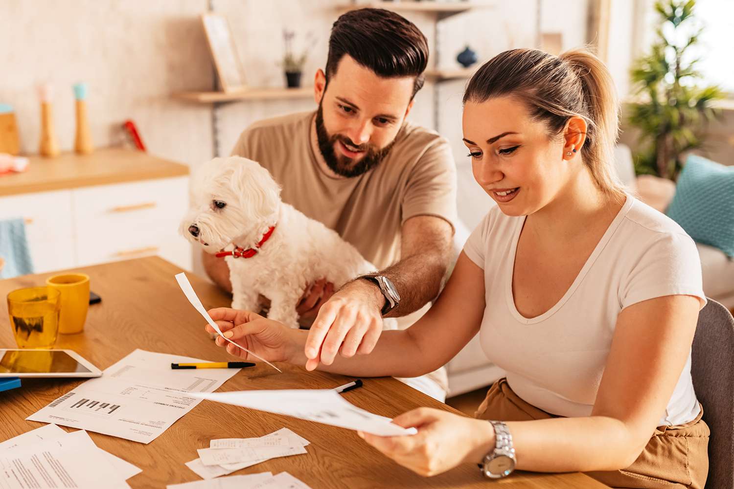 Couple with their cute dog