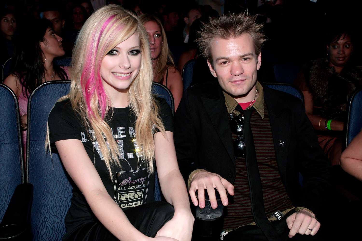 Avril Lavigne and Deryck Whibley in the audience during the 2007 American Music Awards held at the Nokia Theatre L.A. LIVE on November 18, 2007