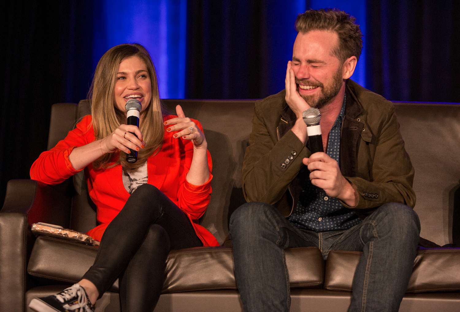 Danielle Fishel and Rider Strong during the Wizard World Chicago Comic-Con at Donald E. Stephens Convention Center on August 24, 2018 in Rosemont, Illinois.
