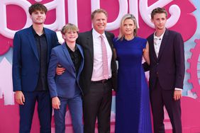 Mattias Paulin Ferrell, Axel Paulin Ferrell, Will Ferrell, Viveca Paulin and Magnus Paulin Ferrell attend the "Barbie" European Premiere at Cineworld Leicester Square on July 12, 2023 