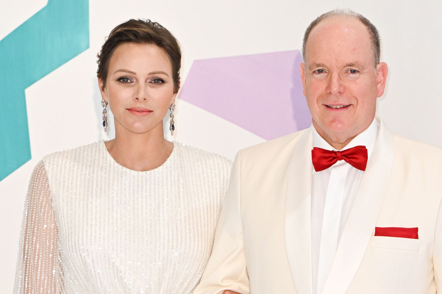 Princess Charlene of Monaco and Prince Albert II of Monaco attend the Red Cross Ball 2023 on July 29, 2023 in Monaco, Monaco