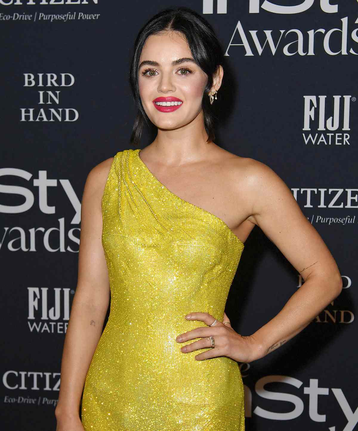 US actress Lucy Hale arrives for the sixth annual Instyle Awards at The Getty Center in Los Angeles, November 15, 2021