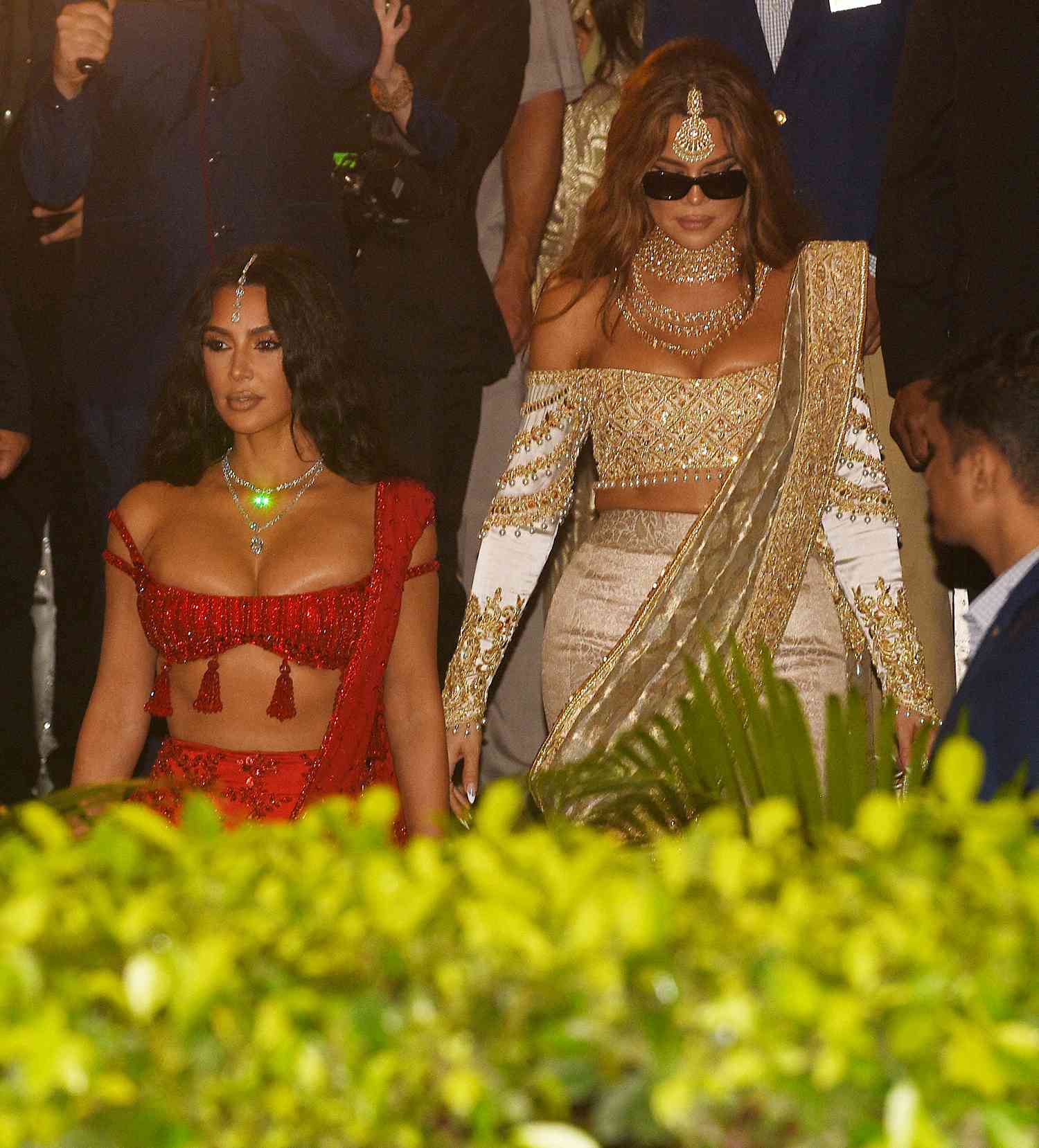 Kim and Khloe Kardashian leaving from Taj to attend Anant Ambani grand wedding.