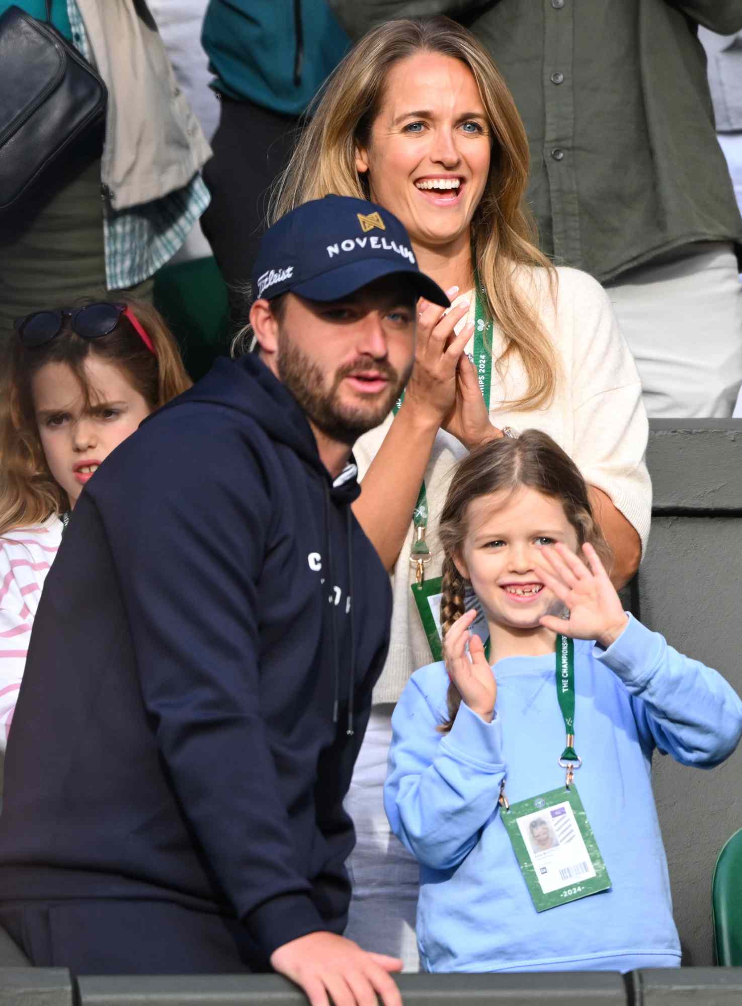 Kim Sears and kids attend day four of the Wimbledon Tennis Championships on July 04, 2024 in London, England. 