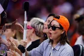Aubrey Plaza looks on during the 2024 WNBA All Star Game between Team USA and Team WNBA at Footprint Center on July 20, 2024 in Phoenix, Arizona. 
