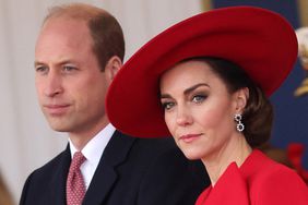 Prince William, Prince of Wales and his wife Britain's Catherine, Princess of Wales attend a Ceremonial Welcome for South Korea's President, on Horse Guards Parade in central London on November 21, 2023, on the first day of a three-day state visit to the UK