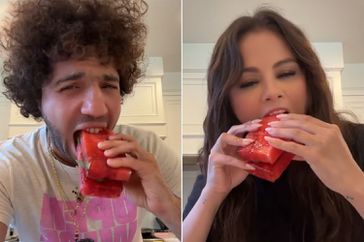 Benny Blanco, Selena Gomez eat a Watermelon Sandwich