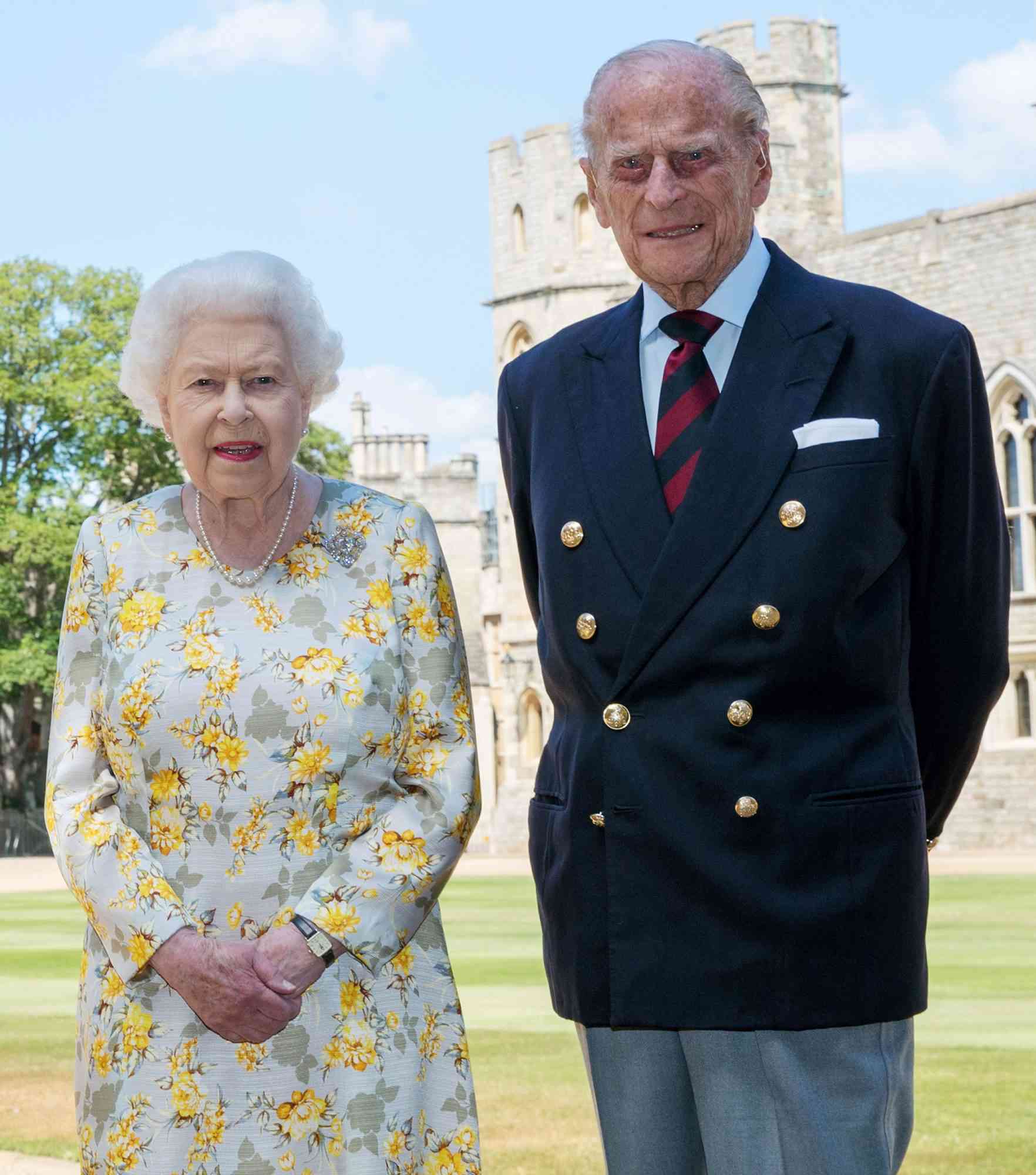 Queen Elizabeth II and the Duke of Edinburgh pictured 1/6/2020 in the quadrangle of Windsor Castle ahead of his 99th birthday on Wednesday.