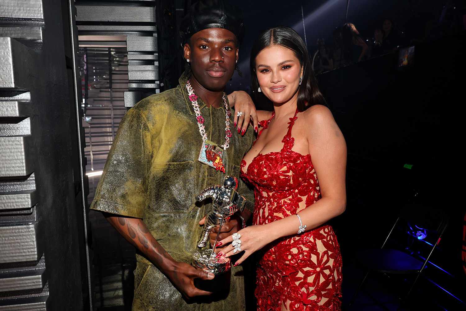 Rema and Selena Gomez at the 2023 MTV Video Music Awards held at Prudential Center on September 12, 2023 in Newark, New Jersey