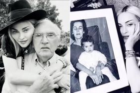Madonna and her dad Silvio Ciccione. ; Madonna poses with a photograph of her and her mother.