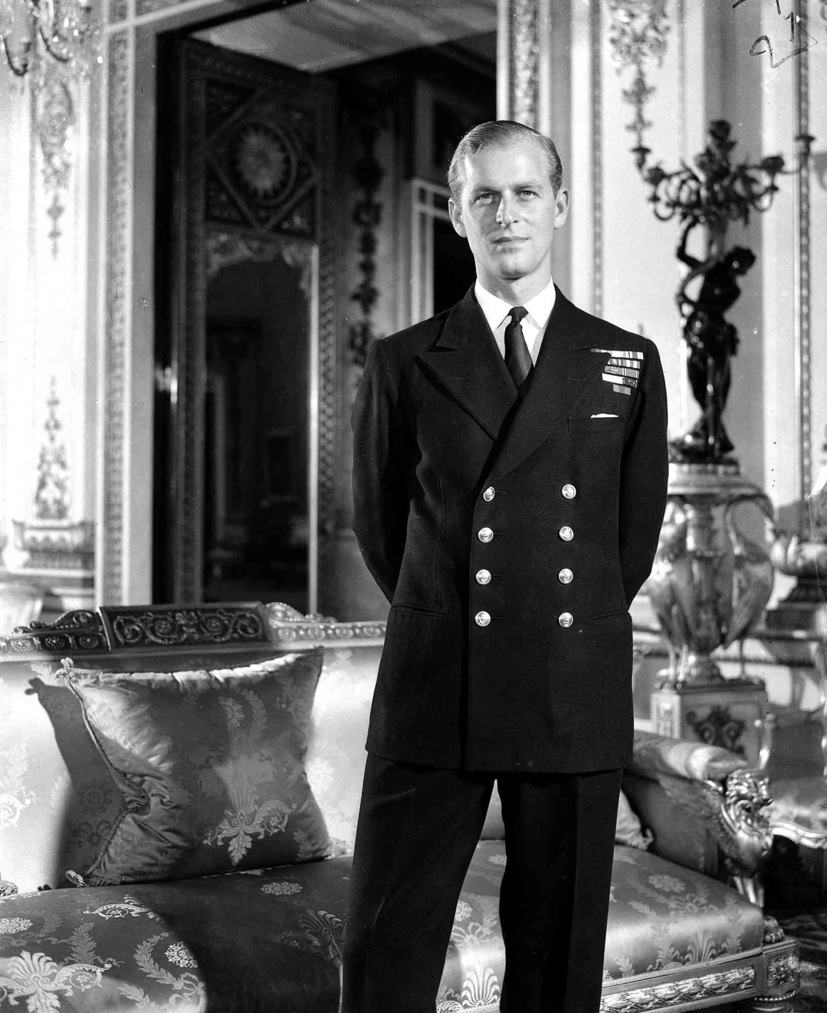 10th July 1947, Prince Philip pictured in Buckingham Palace after the offical announcement of his engagement to Princess Elizabeth