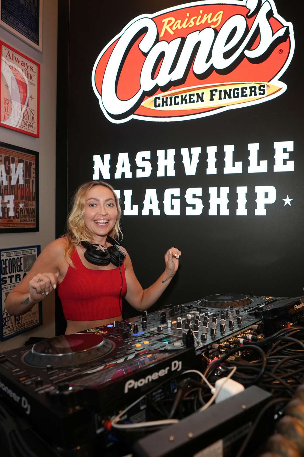 Raising Cane's flagship location grand opening in Nashville, TN. Country music talent including DJ Brandi Cyrus, Lauren Alaina