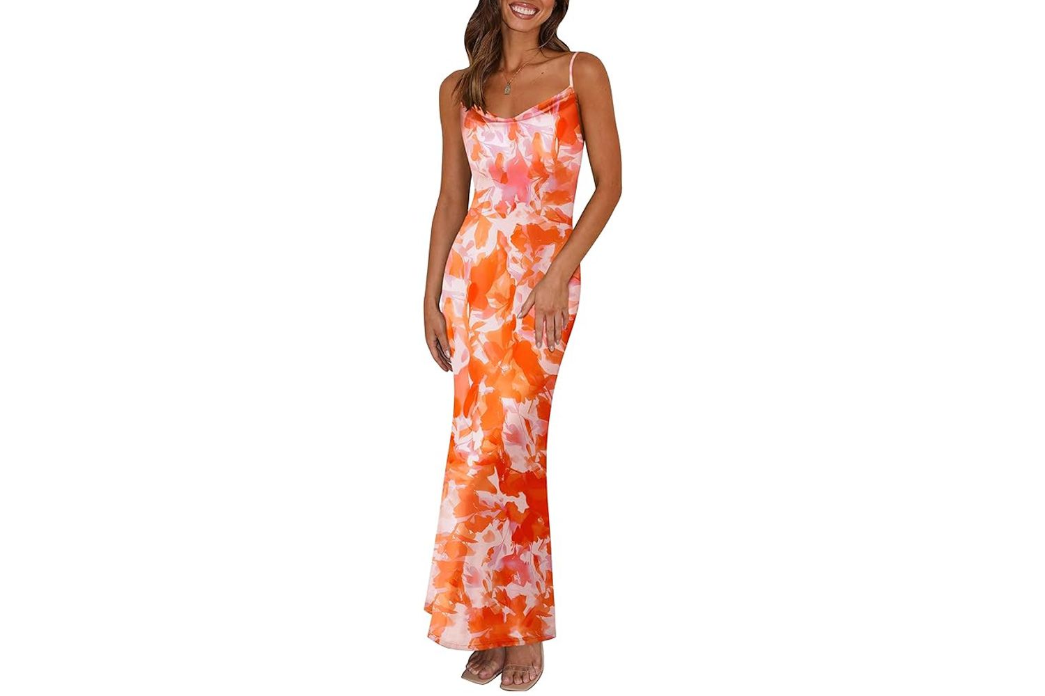 PRETTYGARDEN Women's 2024 Summer Floral Spaghetti Strap Maxi Dress