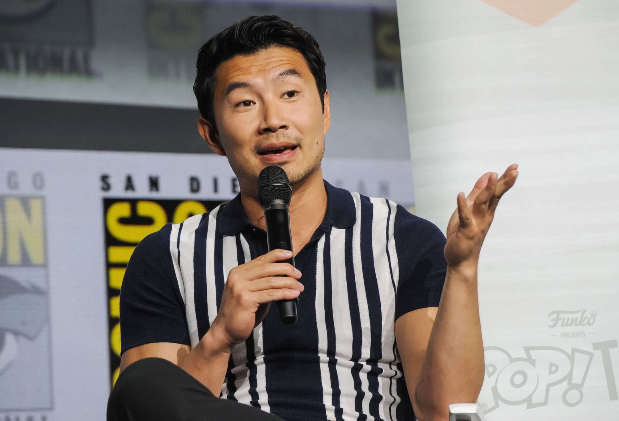 SAN DIEGO, CALIFORNIA - JULY 24: Simu Liu speaks onstage at Funko: Pop Talk Live! Panel during 2022 Comic-Con International: San Diego at San Diego Convention Center on July 24, 2022 in San Diego, California. (Photo by Albert L. Ortega/Getty Images)