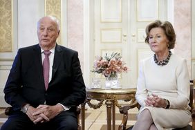 Norway's King Harald and Queen Sonja comment on Norway's Princess Martha Louise who will no longer carry out official duties for the Royal Household in Oslo, on November 8, 2022. - Norway's Princess Martha Louise has relinquished her royal duties in order to focus on her alternative medicine business affairs with her fiance Durek Verrett, a self-proclaimed shaman, the palace said on November 8, 2022