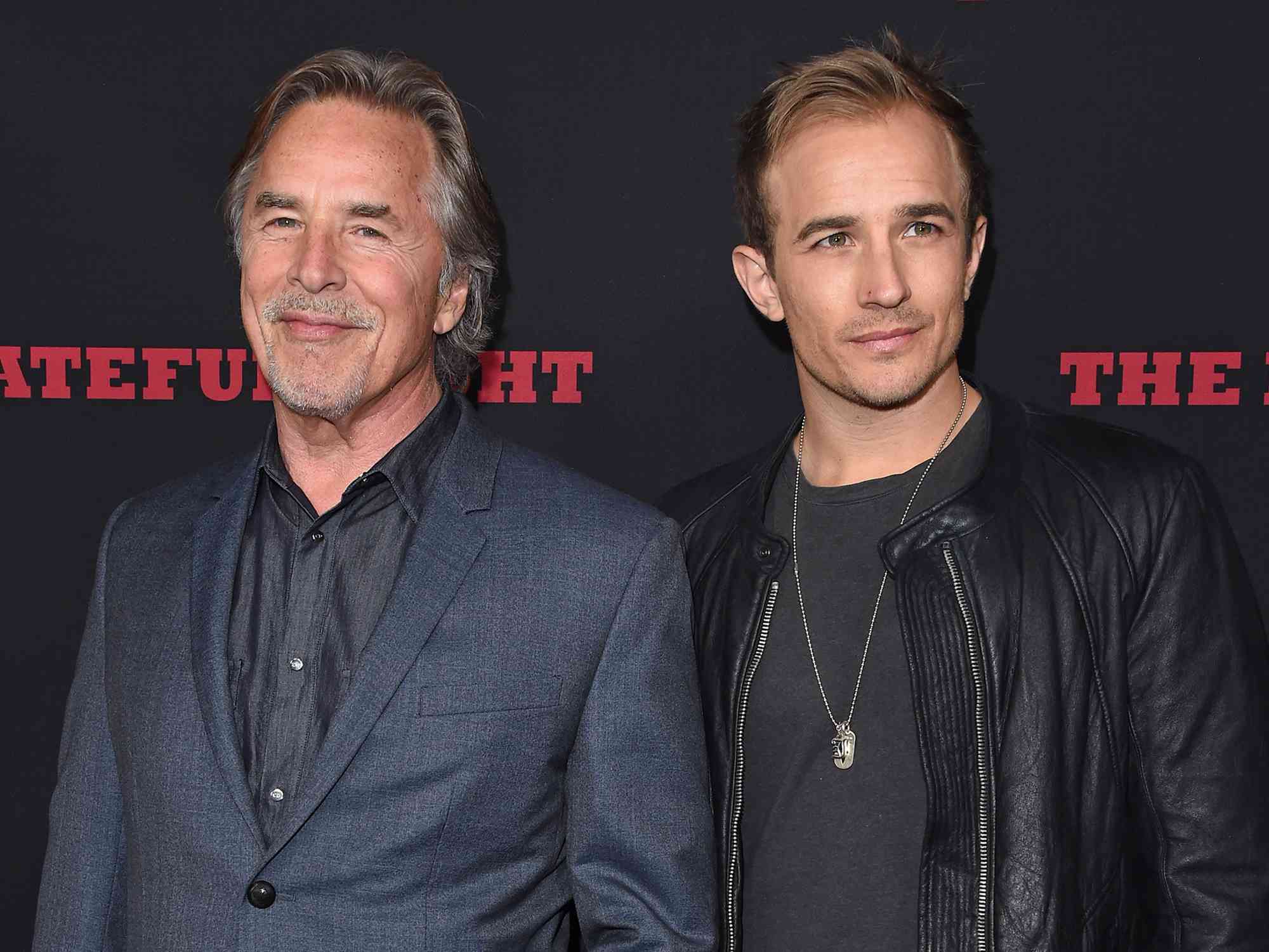 Don Johnson and son Jesse Johnson arrive at the Los Angeles Premiere of 'The Hateful Eight' at ArcLight Cinemas Cinerama Dome on December 7, 2015 in Hollywood, California