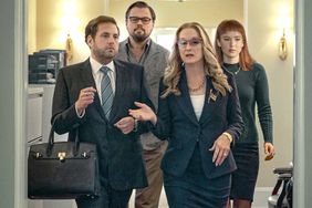 DON'T LOOK UP (L to R) JONAH HILL as JASON ORLEAN, LEONARDO DICAPRIO as DR. RANDALL MINDY, MERYL STREEP as PRESIDENT JANIE ORLEAN, JENNIFER LAWRENCE as KATE DIBIASKY