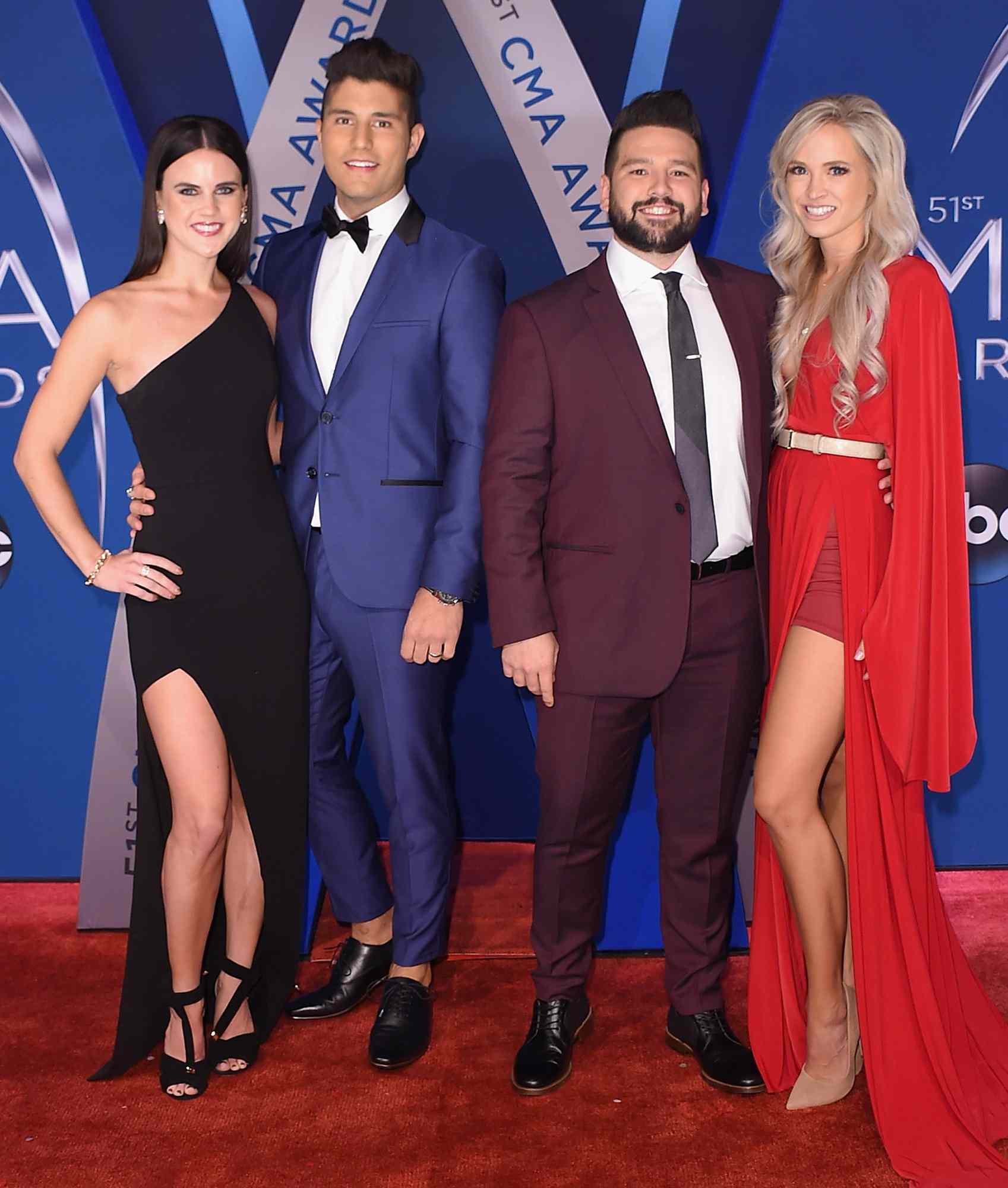 Abby Law, Dan Smyers and Shay Mooney of Dan + Shay, and Hannah Billingsley attend the 51st annual CMA Awards on November 8, 2017 in Nashville, Tennessee. 