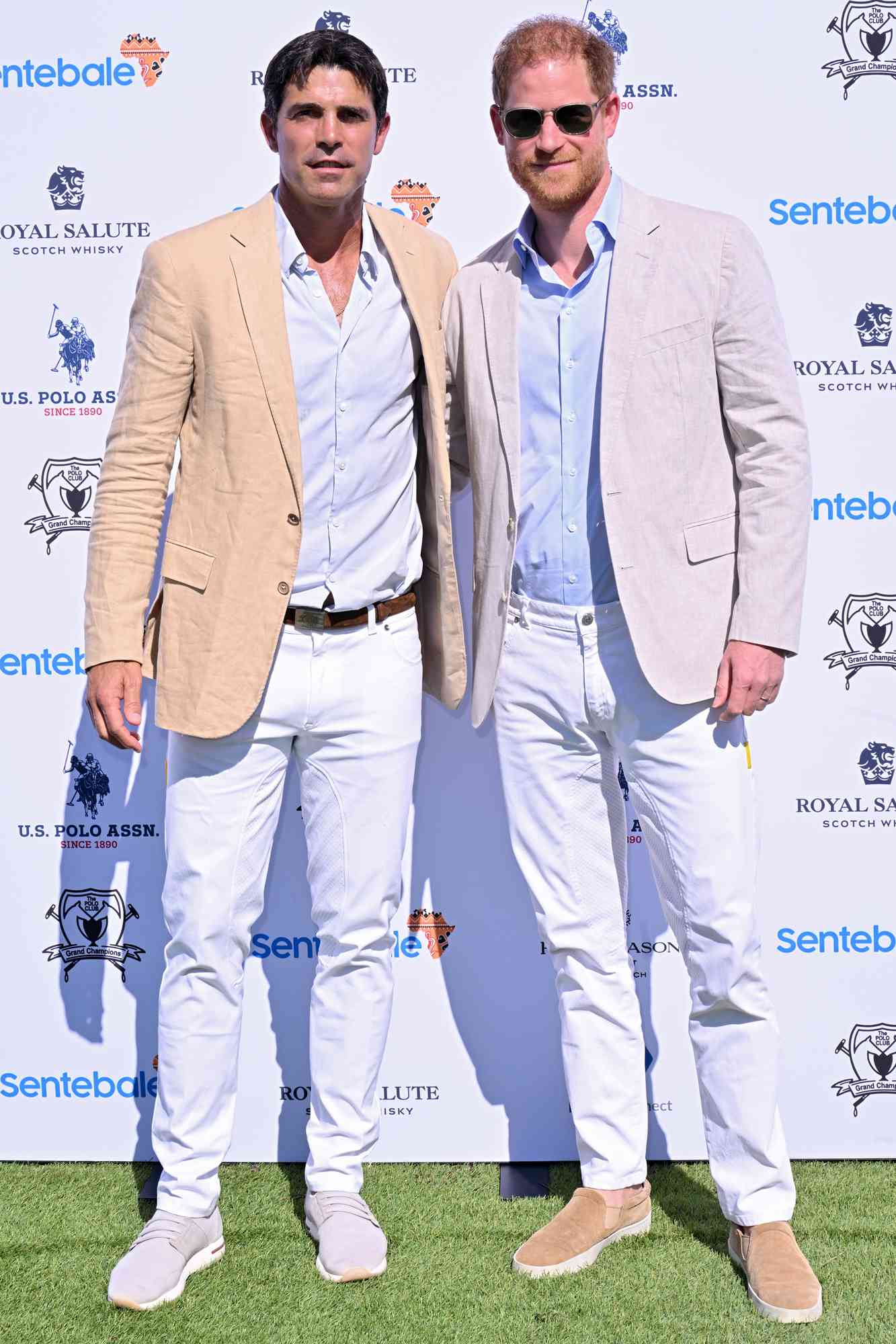 Nacho Figueras and Prince Harry, Duke of Sussex attend the Royal Salute Polo Challenge benefitting Sentebale at Grand Champions Polo Club on April 12, 2024 in Wellington, Florida. The annual Polo Cup has been running since 2010, and to date has raised over ÃÂ£11.4 million to support Sentebale's work with children and young people affected by poverty, inequality and HIV/AIDS in southern Africa. 