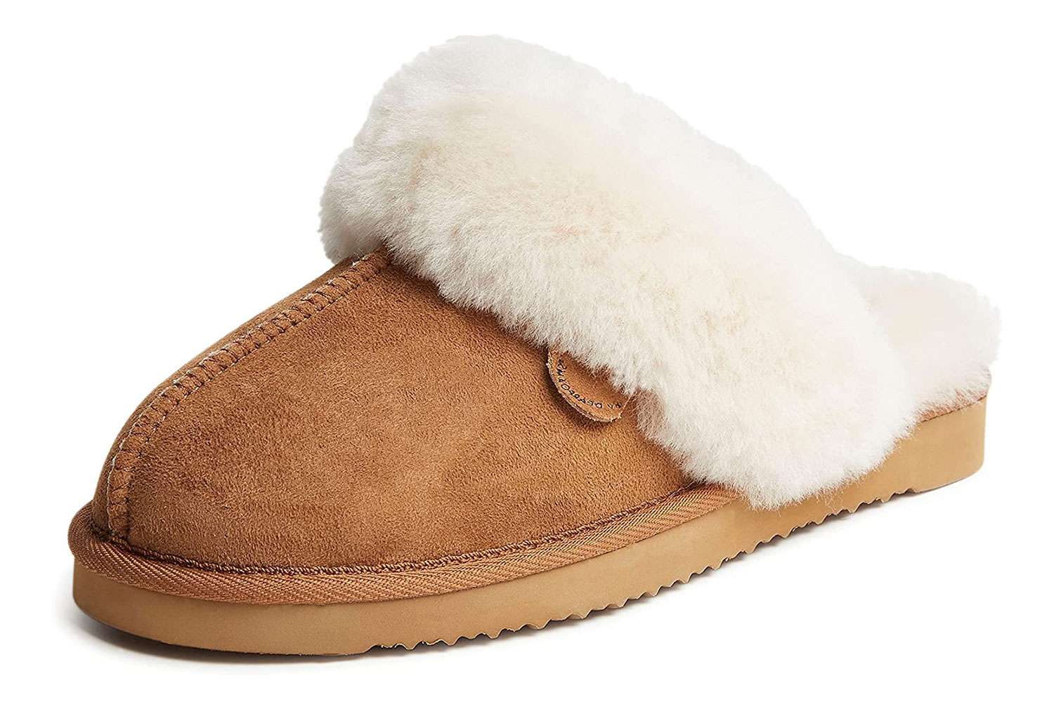 Dearfoams Women's Fireside Sydney Shearling Fur Indoor/Outdoor Scuff Slipper