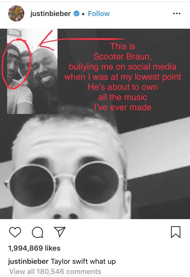 Scooter Braun, Taylor Swift, Justin Bieber