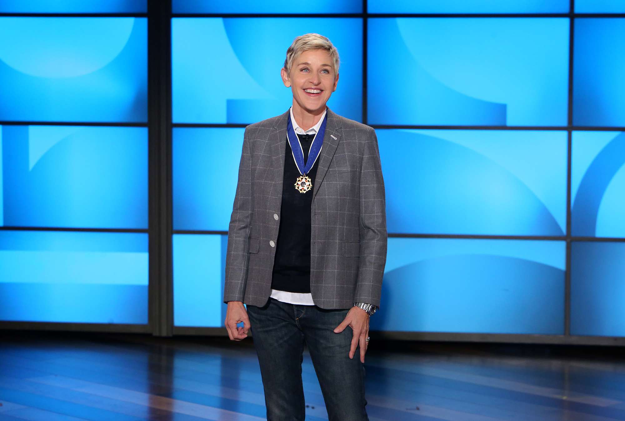 In this photo released by Warner Bros., a taping of "The Ellen DeGeneres Show" is seen at the Warner Bros. lot in Burbank, Calif. (Photo by Michael Rozman/Warner Bros.)