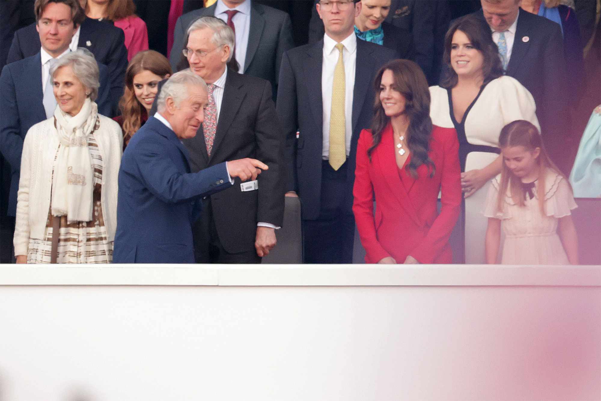 King Charles III, Catherine, Princess of Wales, Princess Charlotte of Wales, Princess Eugenie, Edoardo Mapelli Mozzi and Princess Beatrice of York are seen during the Coronation Concert on May 07, 2023 in Windsor, England. The Windsor Castle Concert is part of the celebrations of the Coronation of Charles III and his wife, Camilla, as King and Queen of the United Kingdom of Great Britain and Northern Ireland, and the other Commonwealth realms that took place at Westminster Abbey yesterday