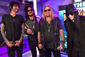 Tommy Lee, Nikki Sixx, Vince Neil, and Mick Mars of M?tley Cr?e attend the press conference for THE STADIUM TOUR DEF LEPPARD - MOTLEY CRUE - POISON at SiriusXM Studios on December 04, 2019 in Los Angeles, California. 