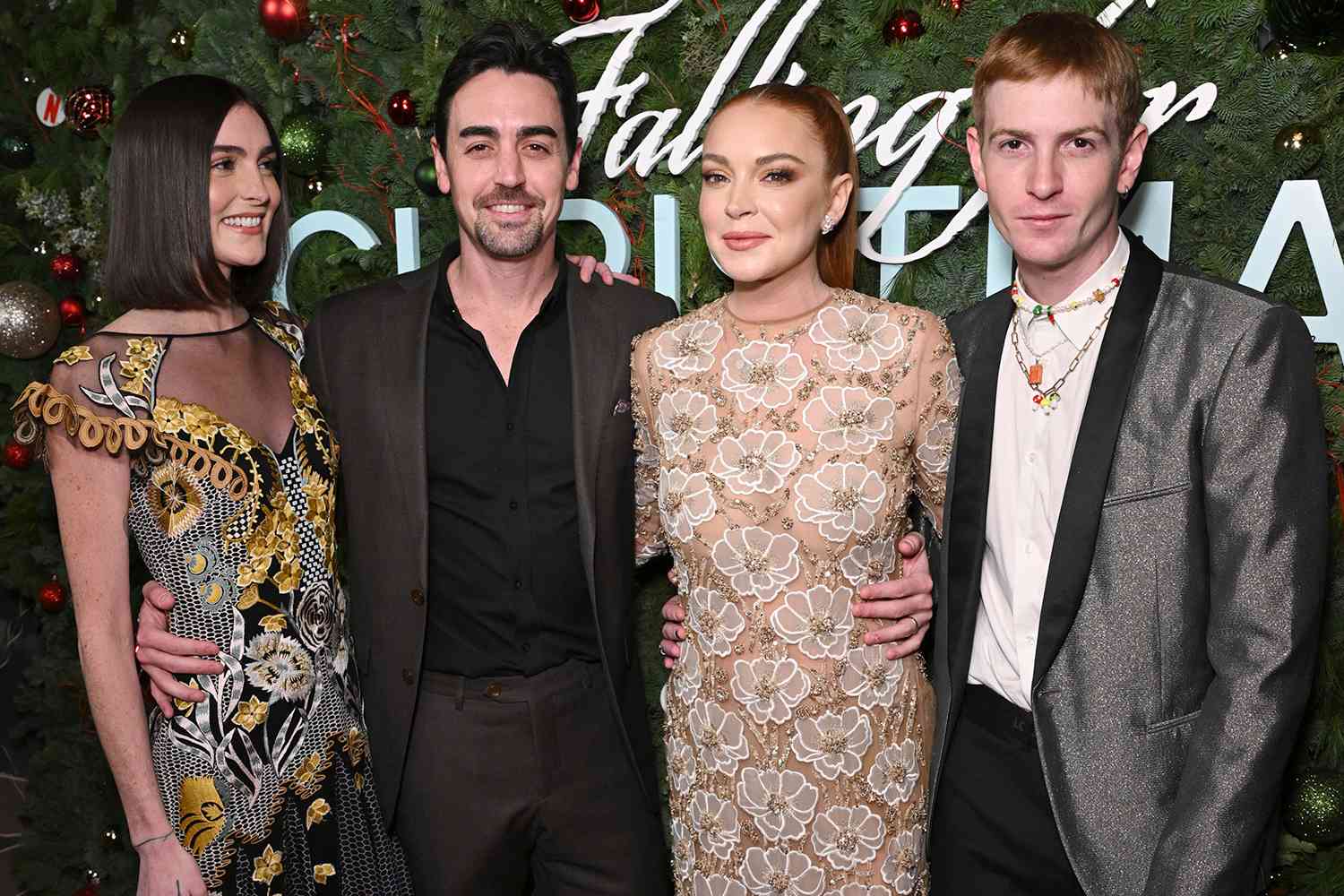 Aliana Lohan, Michael Lohan Jr., Lindsay Lohan and Cody Lohan attend Netflixâs Falling For Christmas Celebratory Holiday Fan Screening with Cast & Crew on November 9, 2022 in New York City