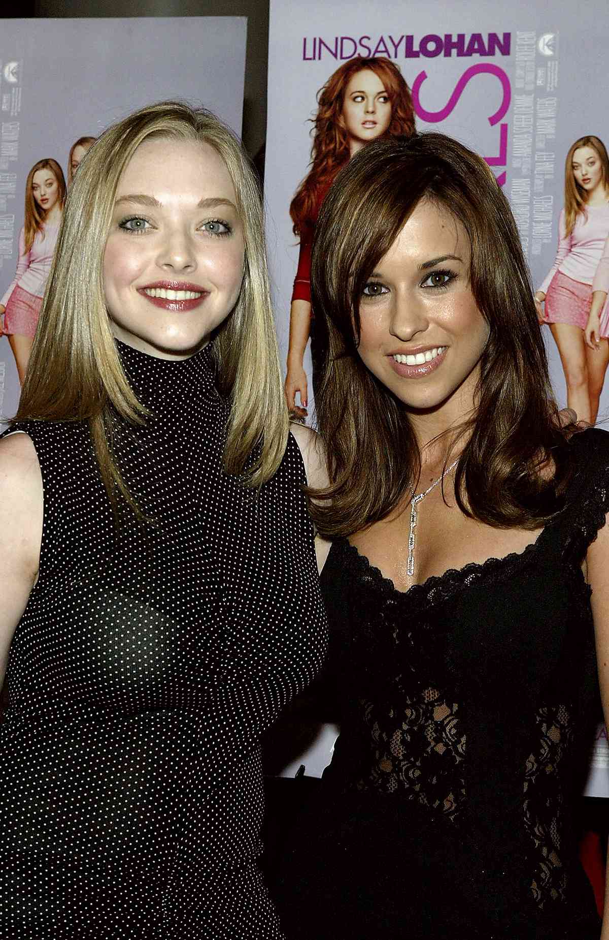 Actress Amanda Seyfried (left) and actress Lacey Chabert attend a private screening of "Mean Girls" on April 23, 2004 at Loews Lincoln Square Theater, in New York City.