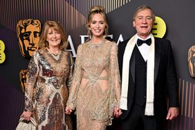 Joanna Blunt, Emily Blunt and Oliver Simon Peter Blunt attend the EE BAFTA Film Awards 2024 at The Royal Festival Hall on February 18, 2024 in London, England. 