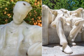 A wax replica of the Lincoln Memorial statue melts during a heat wave in Washington, DC, on June 24, 2024. The statue is a part of the The Wax Monument Series by Virginiabased artist Sandy Williams IV. 