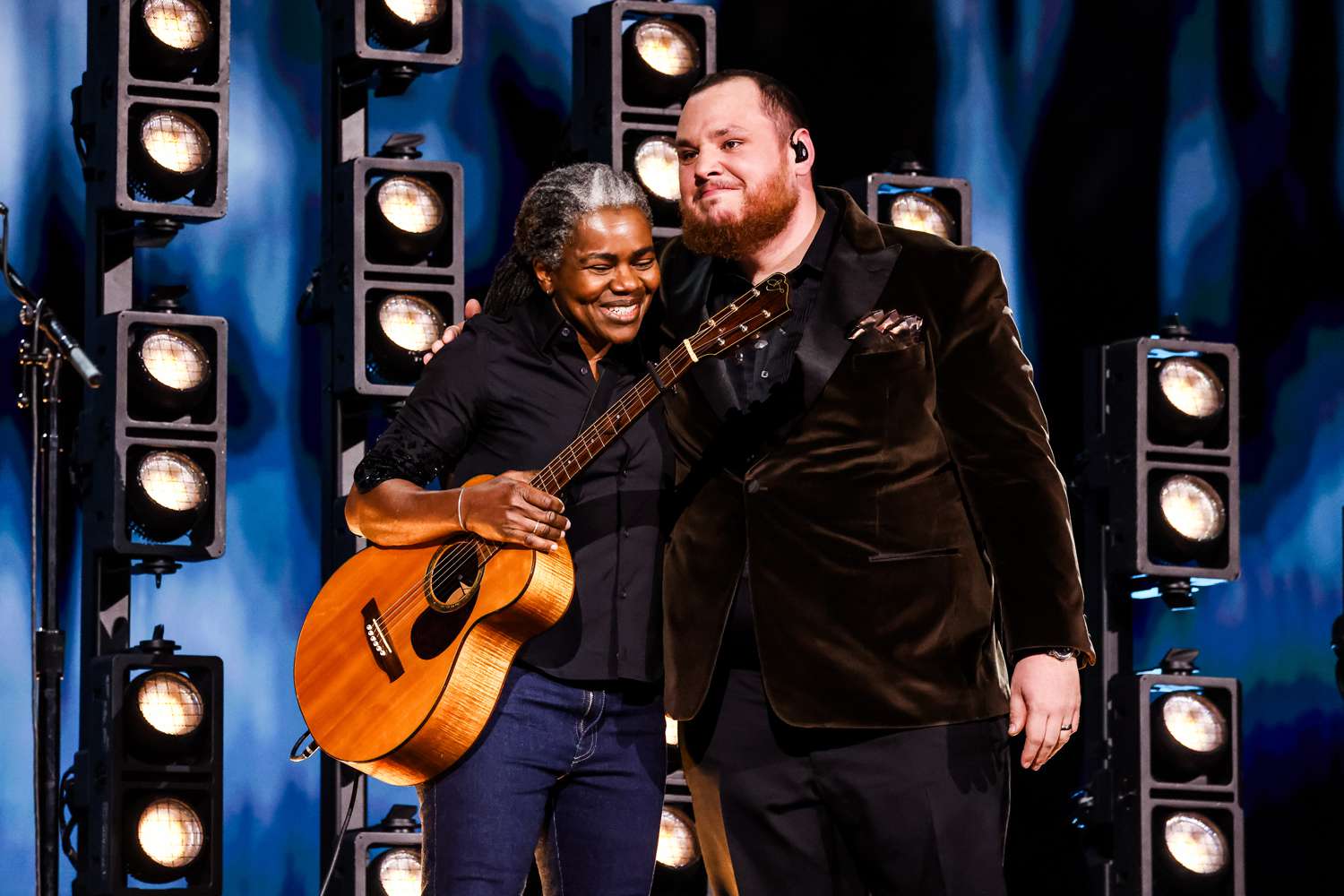 Tracy Chapman and Luke Combs perform onstage during the 66th GRAMMY Awards on February 04, 2024 in Los Angeles, California. 