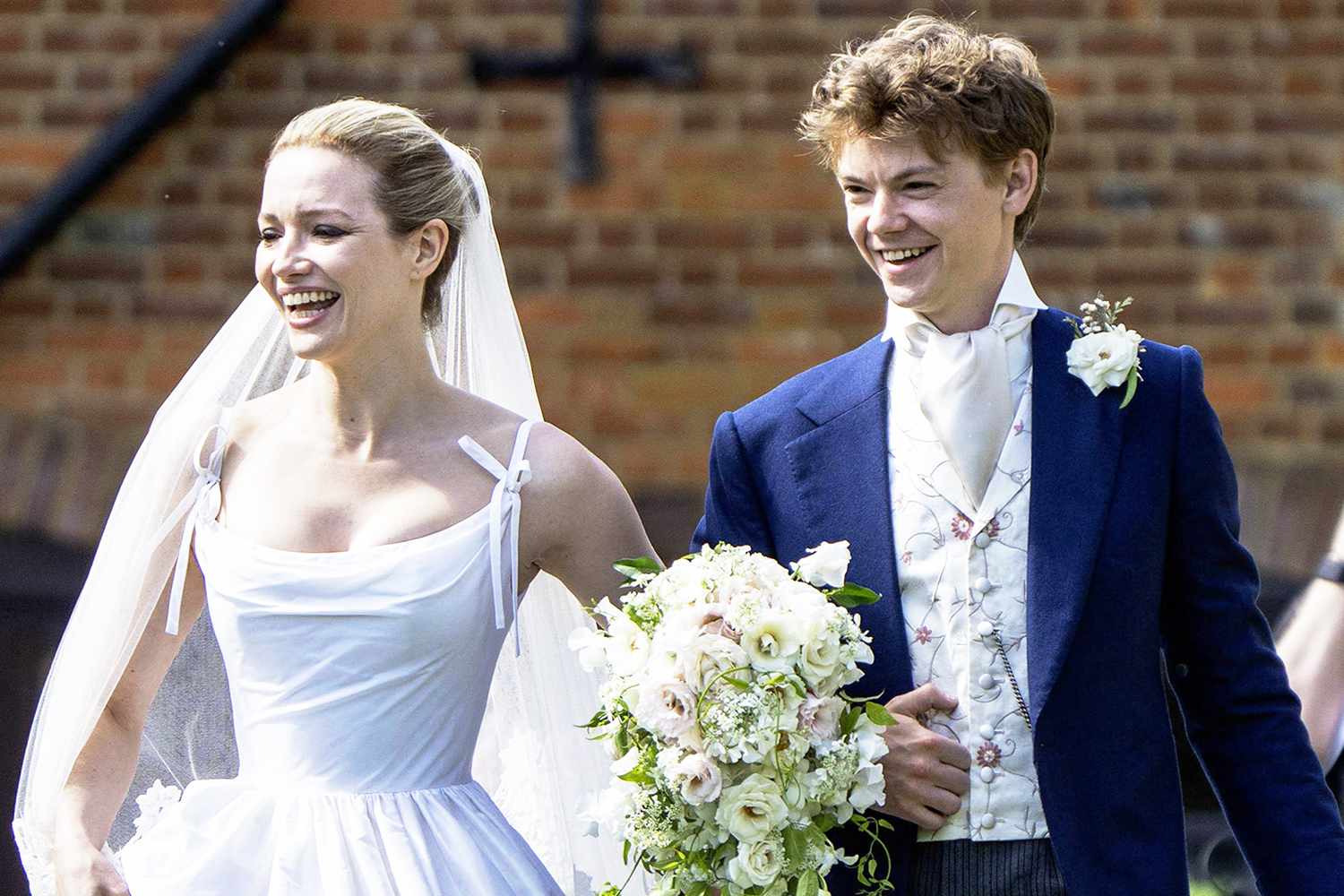 Tallulah Riley marries Thomas Brody Sangster at Anstey village church on June 22, 2024.