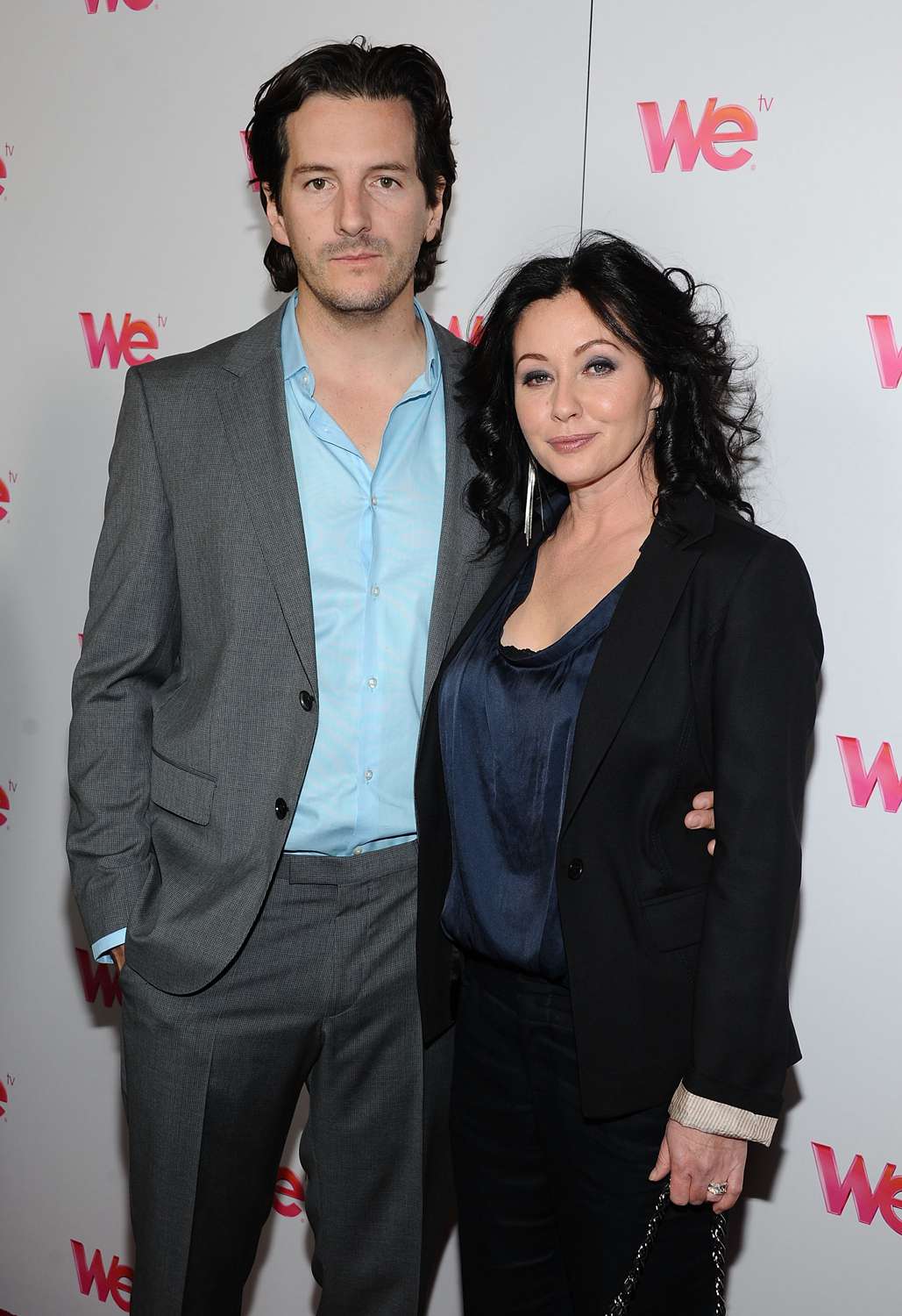  TV personality Kurt Iswarienko and actress Shannen Doherty arrive at WE tv's "Family Affair" 2012 Winter TCA event at Langham Hotel on January 13, 2012 in Pasadena, California.