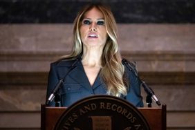Former US First Lady Melania Trump speaks during a Naturalization Ceremony at the National Archives building in Washington, DC on December 15, 2023. 