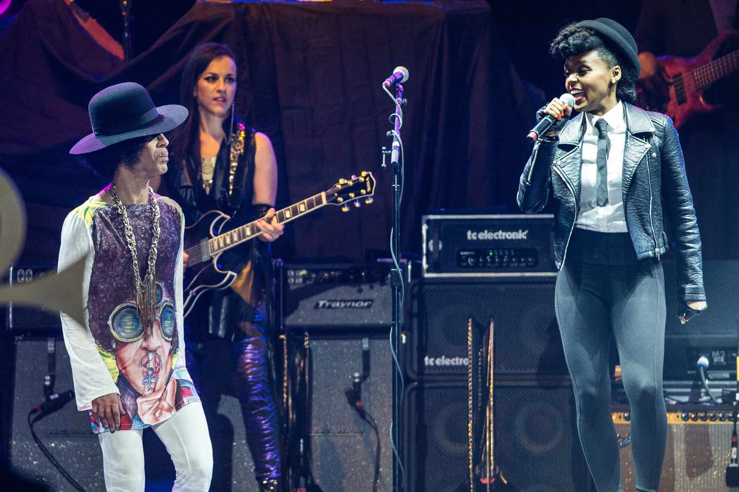 Prince, left, and Janelle Monae perform during Essence Festival 2014 on July 5, 2014 in New Orleans