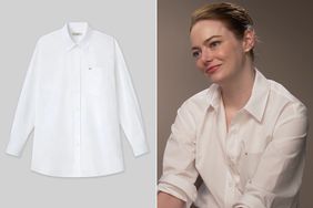 Lafayette 148 x Kinds of Kindness shirt; Emma Stone in Kinds of Kindness