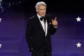 Harrison Ford accepts the Career Achievement Award onstage during the 29th Annual Critics Choice Awards at Barker Hangar on January 14, 2024 in Santa Monica, California. 