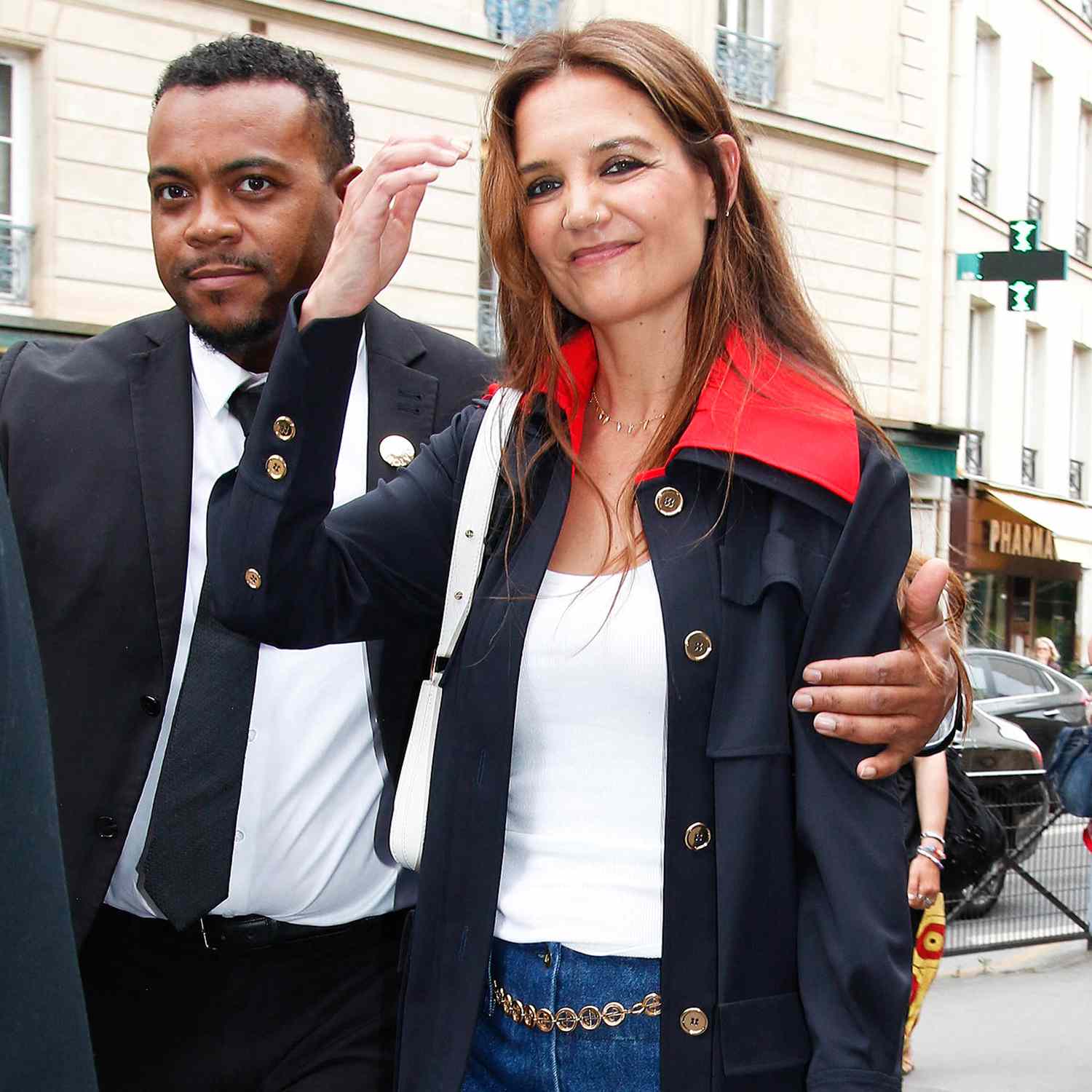 Katie Holmes is seen leaving Patou show during Paris Fashion Week. 27 Jun 2024