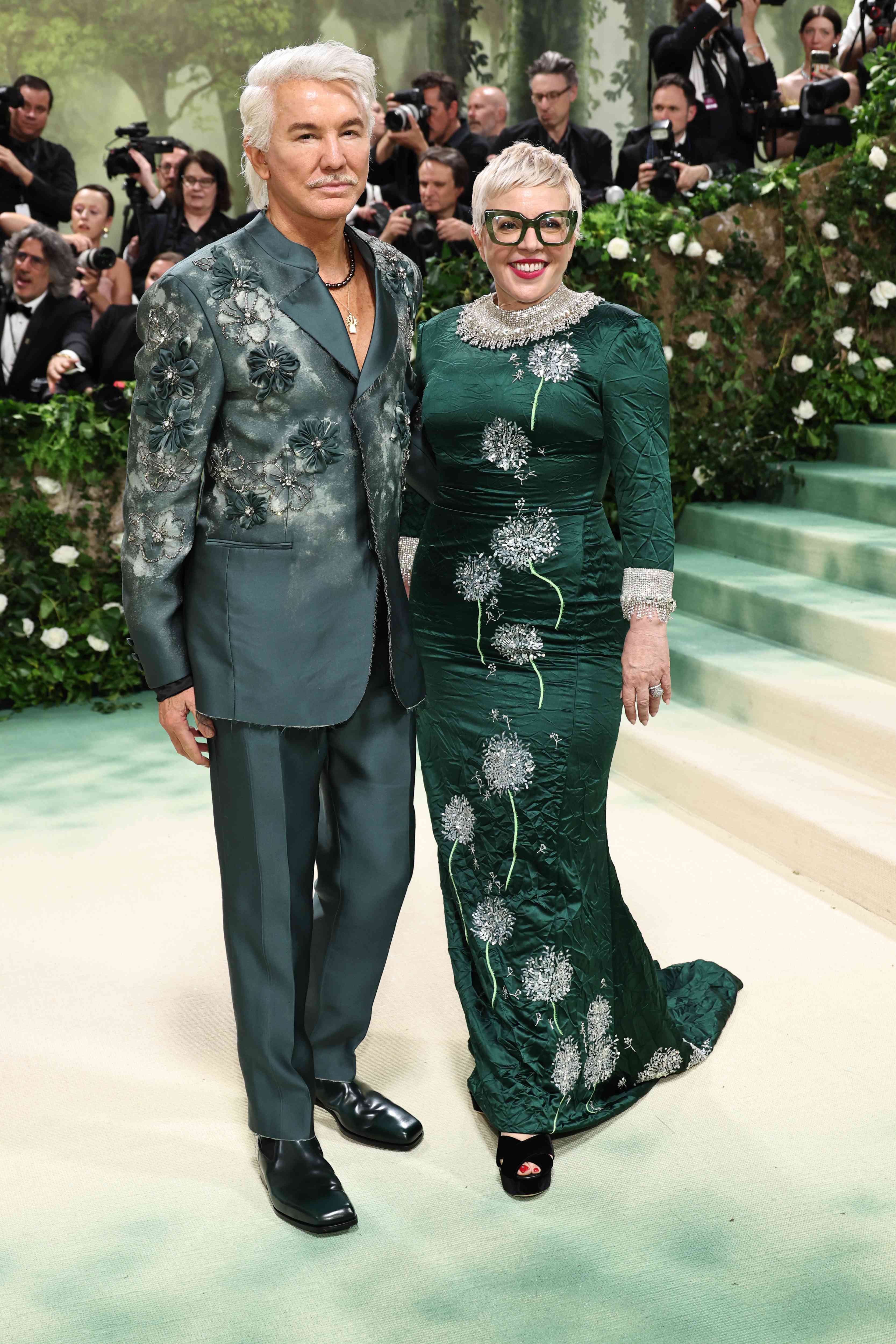 Baz Luhrmann and Catherine Martin in Matching Green Attire on the Met Gala 2024 Red Carpet